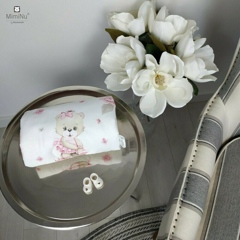 Perna pentru alaptat, MimiNu, Tip manson, Din bumbac certificat Oeko Tex Standard 100, 25 cm, Design, Pink Ballerina