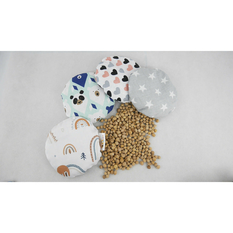 Pernuta anticolici, Qmini, Umpluta cu samburi de cirese, Cu husa din bumbac, Diametru 14 cm, Rainbow