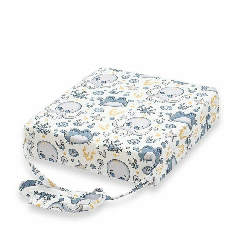 Pernuta inaltator, New Baby, Animale marine, Din spuma poliuretanica, Cu husa detasabila, Din bumbac, Grosime 8 cm, Albastru