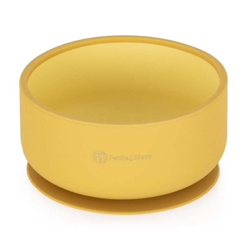 Bol, Petite&Mars, Take&Match, Cu ventuza, Silicon, Fara BPA, 450 ml, 6 luni+, Galben