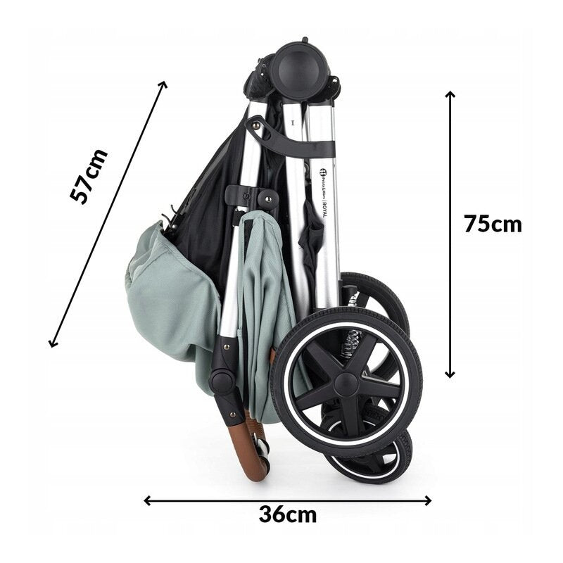 Carucior sport, Petite&Mars, Royal, Include husa pentru scaun, husa pentru picioare, geanta pentru scutece si capotina extensibila, Cu fereastra, Impermeabila, Cu SPF 50, Aluminiu, 0-22 kg, 111 x 57 x 86 cm, Mature Olive