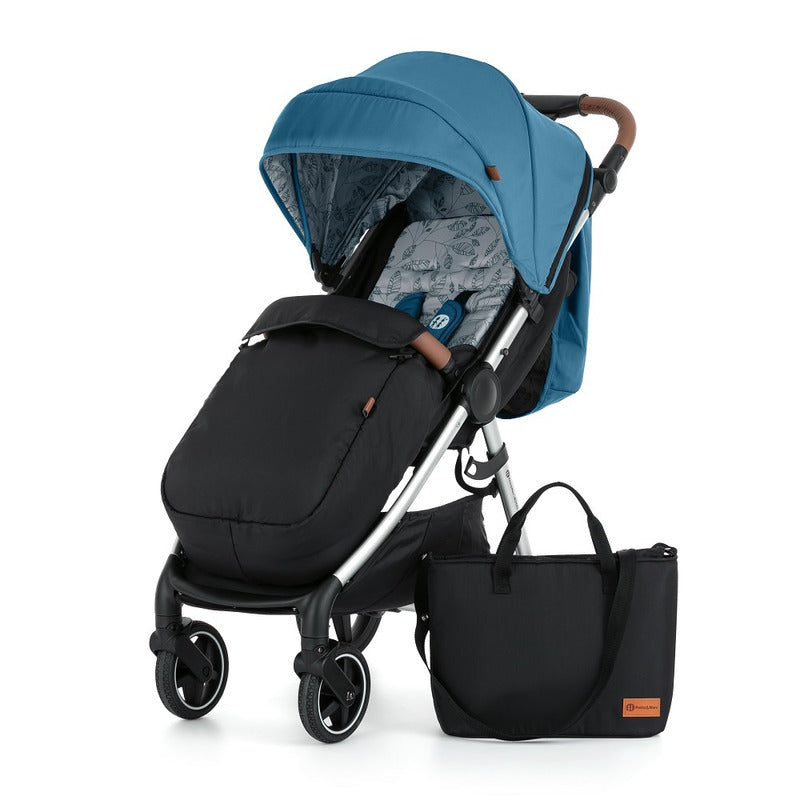 Carucior sport, Petite&Mars, Royal, Include husa pentru scaun, husa pentru picioare, geanta pentru scutece si capotina extensibila, Cu fereastra, Impermeabila, Cu SPF 50, Aluminiu, 0-22 kg, 111 x 57 x 86 cm, Ocean Blue