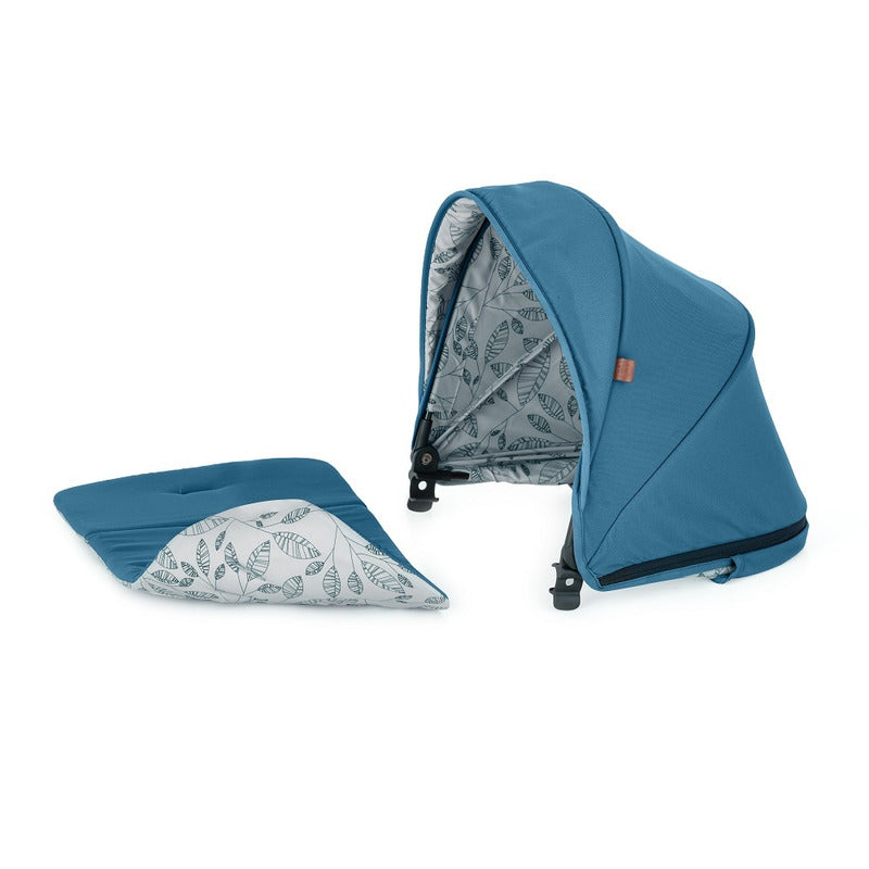 Carucior sport, Petite&Mars, Royal, Include husa pentru scaun, husa pentru picioare, geanta pentru scutece si capotina extensibila, Cu fereastra, Impermeabila, Cu SPF 50, Aluminiu, 0-22 kg, 111 x 57 x 86 cm, Ocean Blue