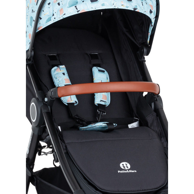 Carucior sport, Petite&Mars, Street+ Air, Include capotina impermeabila Editie limitata, Cu fereastra, husa picioare, cos de bagaje, Cu roti gonflabile, Centura de siguranta in 5 puncte, Pana la 25 kg, 6 luni+, Ocean