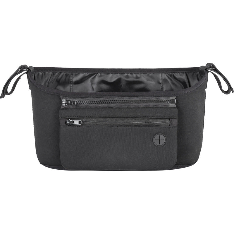 Organizator carucior, Petite&Mars, Cu buzunar frontal detasabil, Dimensiune universala, 31.5x19.5x9.5 cm, Atasare usoara cu Velcro, Negru