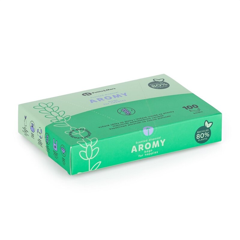 Saci parfumati pentru scutece Petite&Mars Aromy Lavanda 100 buc