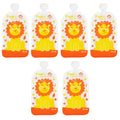 Set 6 pungi reutilizabile pentru hranire Petite&Mars Papoo 150 ml, portocaliu cu leuti