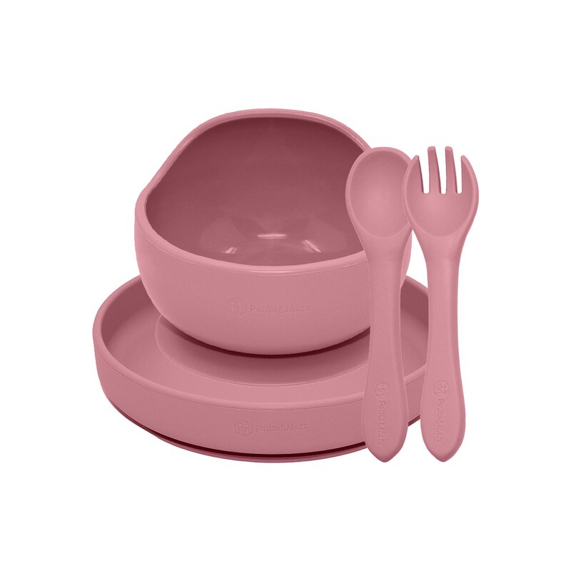 Set Hranire Petite&Mars Take&Match Farfurie Bol Tacamuri Silicon Fara BPA 6 luni+ Roz
