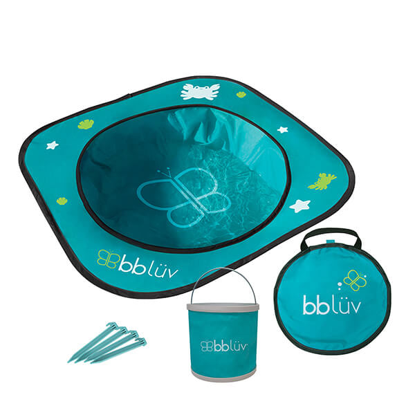 Piscina copii, Bbluv, Arena, Usoara si pliabila, Include o galeata pliabila si geanta de transport, Sistem pop-up, 75x20 cm, Blue