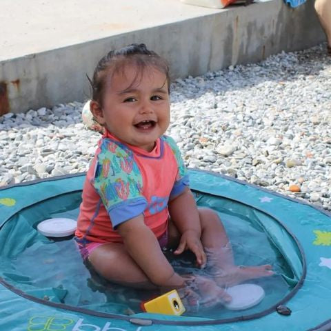 Piscina copii, Bbluv, Arena, Usoara si pliabila, Include o galeata pliabila si geanta de transport, Sistem pop-up, 75x20 cm, Blue