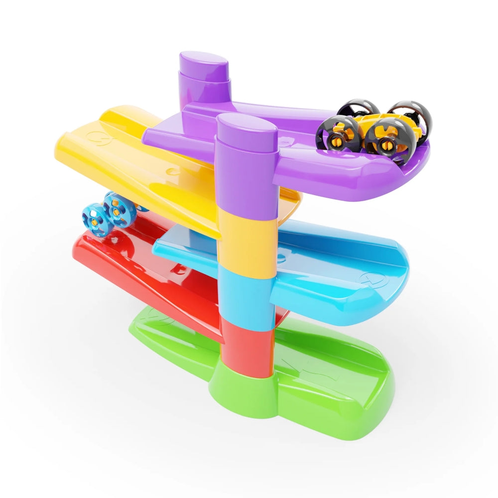 Pista de curse Quercetti Flip Car Race Track – pistă multicoloră cu două mașinuțe