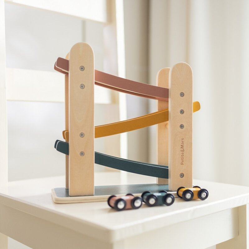 Pista de masini, Petite&Mars, Milky Way Wood of Mars, Cu 3 masinute, 18 luni+, Multicolor