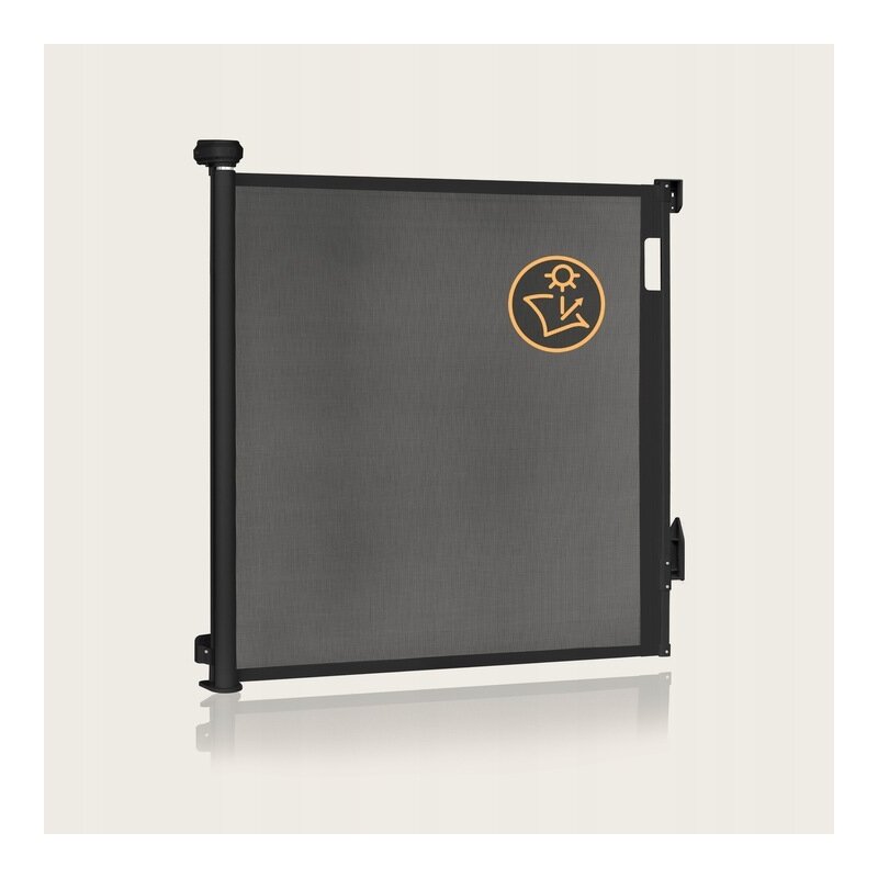 Poarta de siguranta, Lionelo, Thea, Cu suruburi, Textila, Retractabila, Mecanism dublu de blocare, Montaj universal, 95x140 cm, Conform cu standardul european de securitate EN1930, Negru