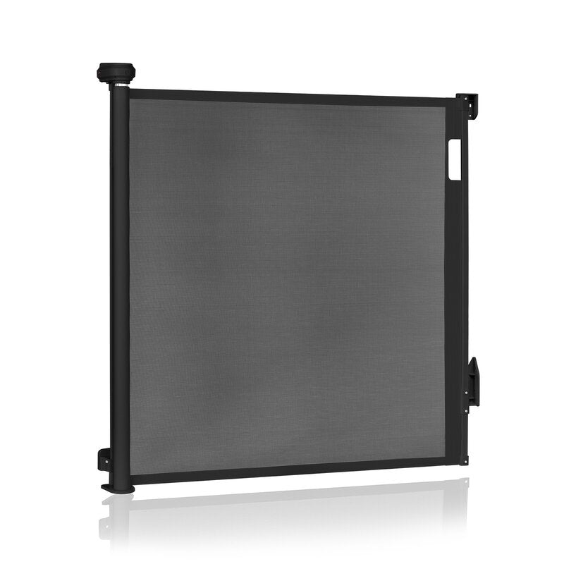 Poarta de siguranta, Lionelo, Thea, Cu suruburi, Textila, Retractabila, Mecanism dublu de blocare, Montaj universal, 95x140 cm, Conform cu standardul european de securitate EN1930, Negru