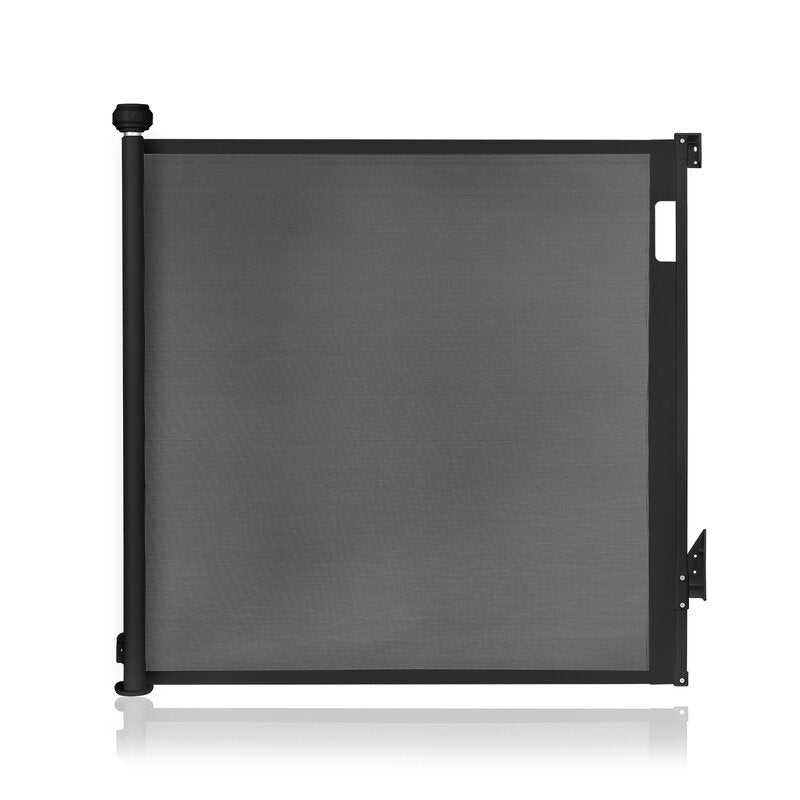 Poarta de siguranta, Lionelo, Thea, Cu suruburi, Textila, Retractabila, Mecanism dublu de blocare, Montaj universal, 95x140 cm, Conform cu standardul european de securitate EN1930, Negru