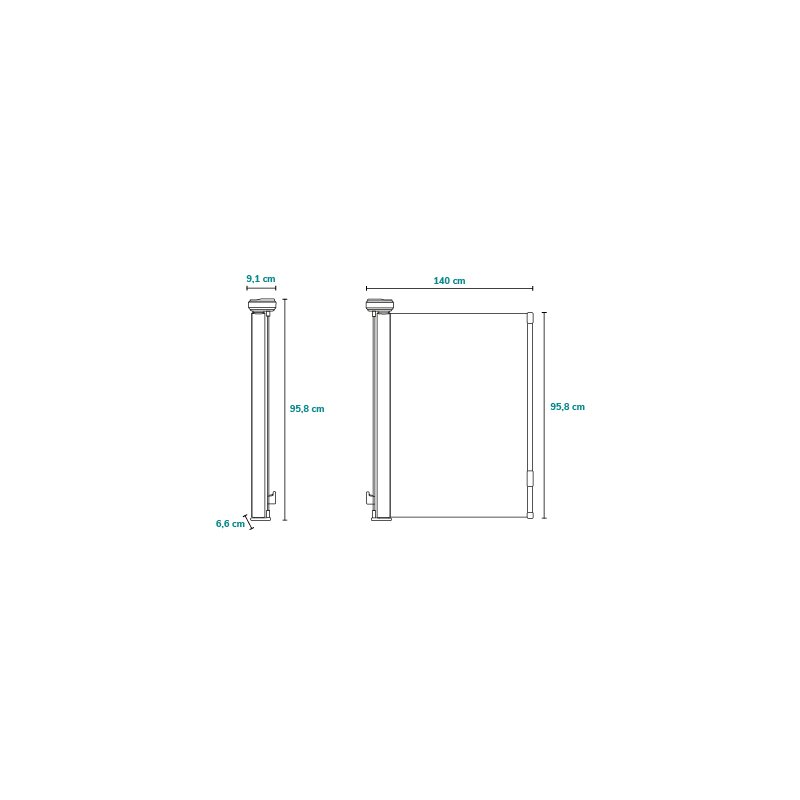 Poarta de siguranta, Lionelo, Thea, Textila, Ofera vizibilitate, Retractabila, Mecanism dublu de blocare, Montaj universal, 95x140 cm, Conform cu standardul european de securitate EN1930, Alb