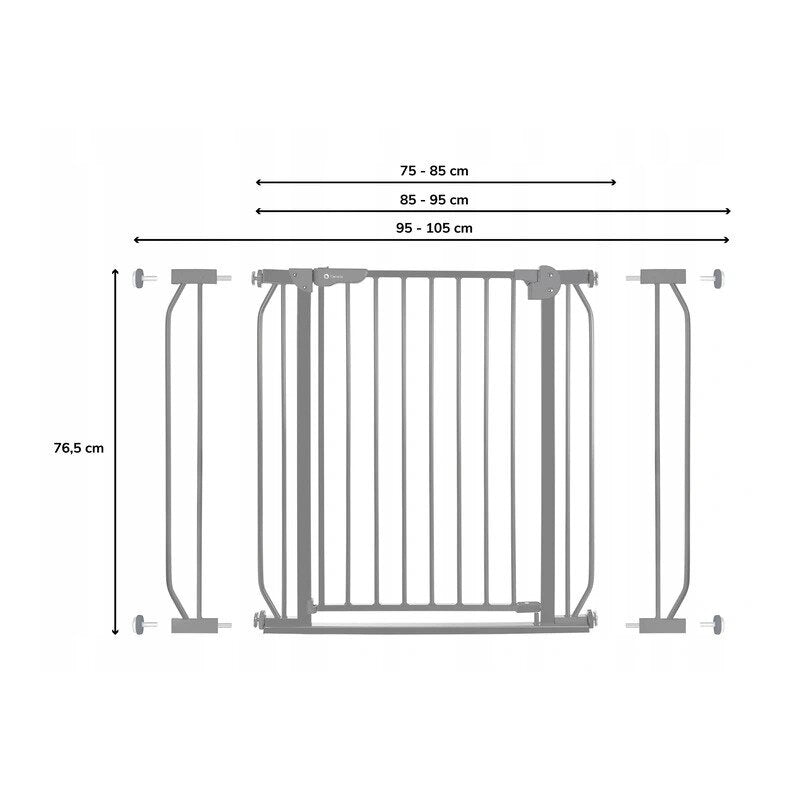Poartă de siguranță Lionelo Truus Slim LED Gri – schemă dimensiuni
