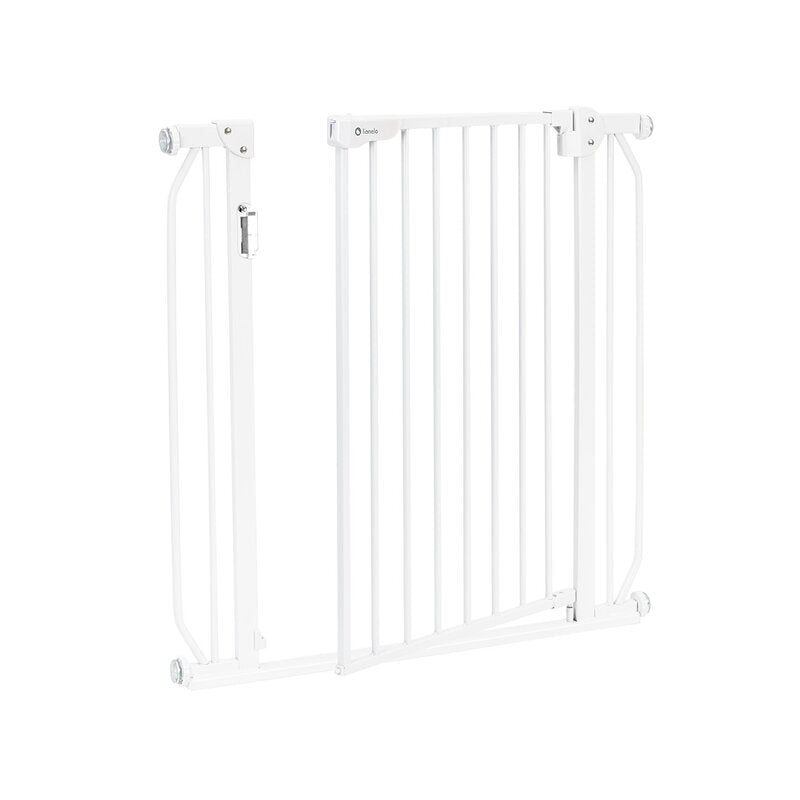 Poarta de siguranta, Lionelo, Truus Slim Led, Prin presiune, Cu lumina Led cu senzor, 105 cm, Conform cu standardul european de securitate EN1930, Alb