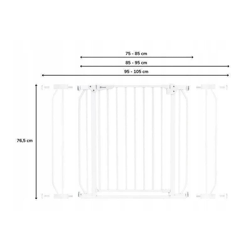 Poartă de siguranță Lionelo Truus Slim LED Alb – schemă dimensiuni