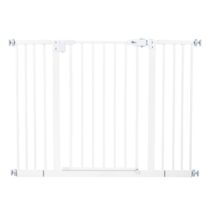Poarta siguranta, Qmini, Thor, 74 - 109.4 cm, Inchidere automata, Sistem dublu de blocare, Otel, Garantie 5 ani, ASTM1004 si EN1930-2011, Alb
