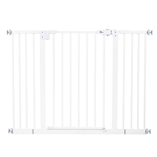 Poarta siguranta, Qmini, Thor, 74 - 109.4 cm, Inchidere automata, Sistem dublu de blocare, Otel, Garantie 5 ani, ASTM1004 si EN1930-2011, Alb