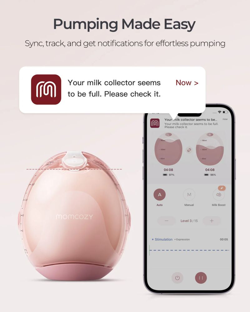 Pompa de San Dubla Hands-Free Momcozy Air 1 Ultra-Slim Wearable App Control