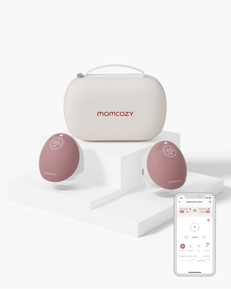 Pompă de Sân Momcozy Hands-Free Dublă M9 Red - Silențioasă, Portabilă, Eficientă