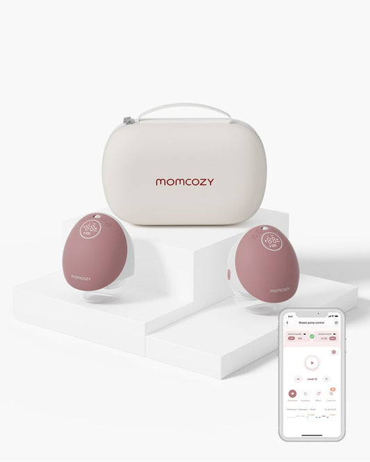 Pompă de Sân Momcozy Hands-Free Dublă M9 Red - Silențioasă, Portabilă, Eficientă