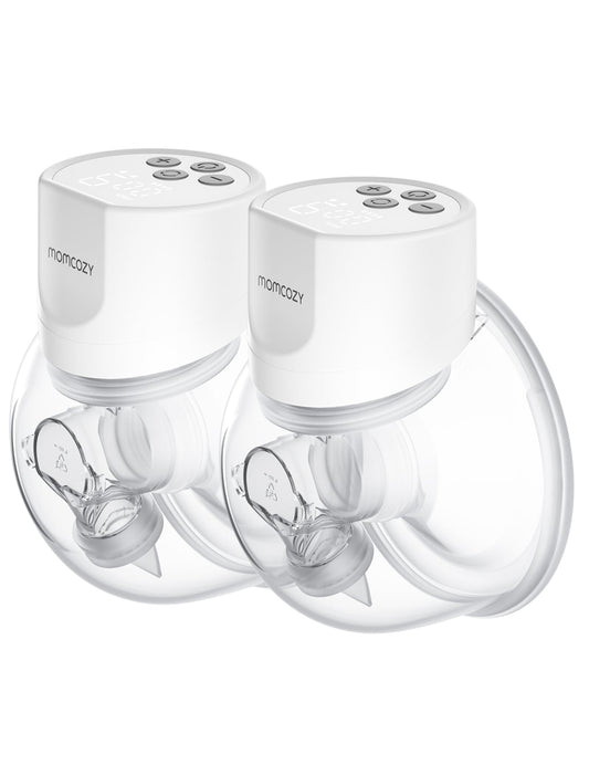 Pompă de Sân Momcozy Hands-Free Dublă S12 Pro White - Silențioasă, Portabilă, Premium