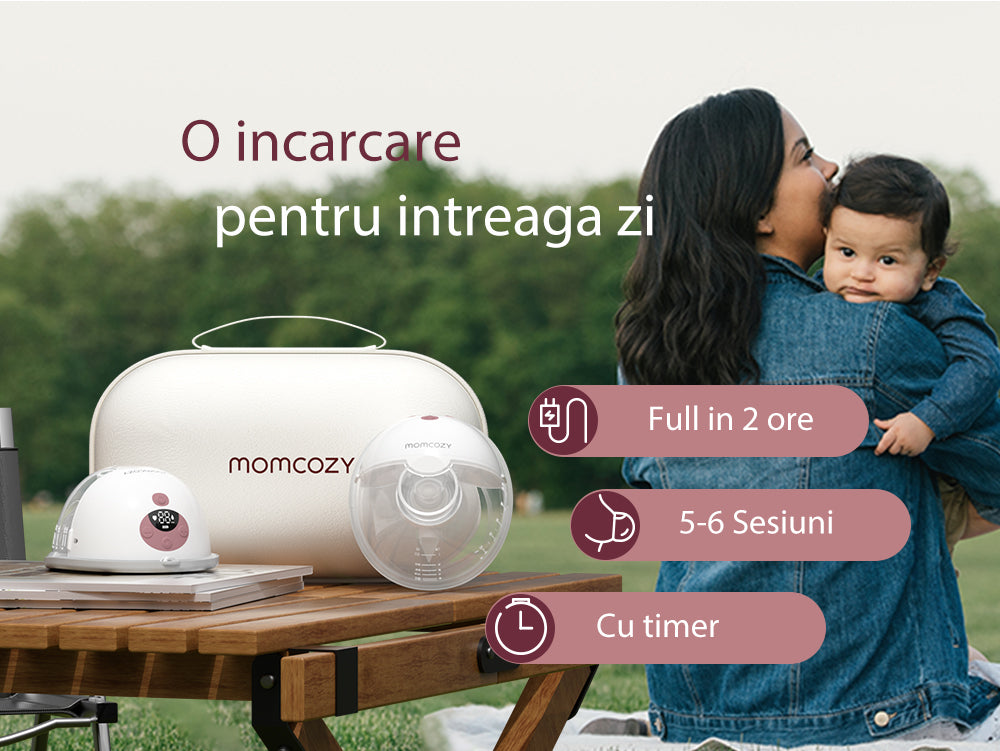 Pompă de Sân Momcozy Hands-Free M5 Grey - Silențioasă, Portabilă, Eficientă