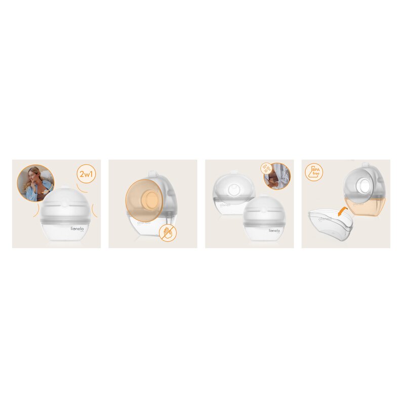 Pompa de san manuala si colector de lapte Lionelo Milky 2 in 1, Alb