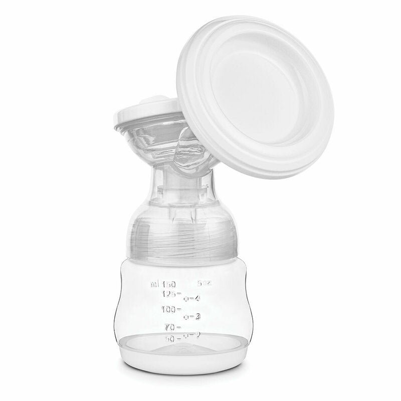 Pompa dubla de san, Lionelo, Electrica, Cu 9 nivele de aspiratie, 5 moduri de masaj, Afisaj LED, Imita suptul natural al copilului, Functionare pana la 90 min, Silentioasa, Fara BPA, Include 2 recipiente de 150 ml si 2 pungi, Cablu USB, Husa, Alb/Gri