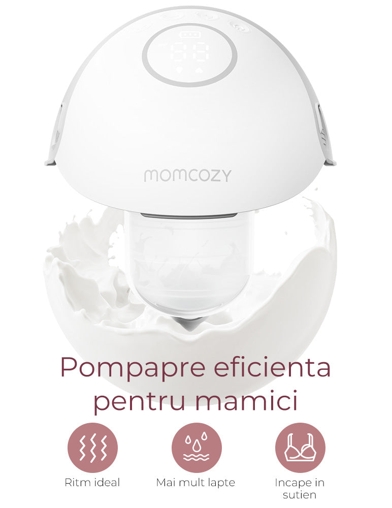 Pompă Sân Momcozy Hands-Free Dublă M6 Rosie - Portabilă, Silențioasă și Eficientă
