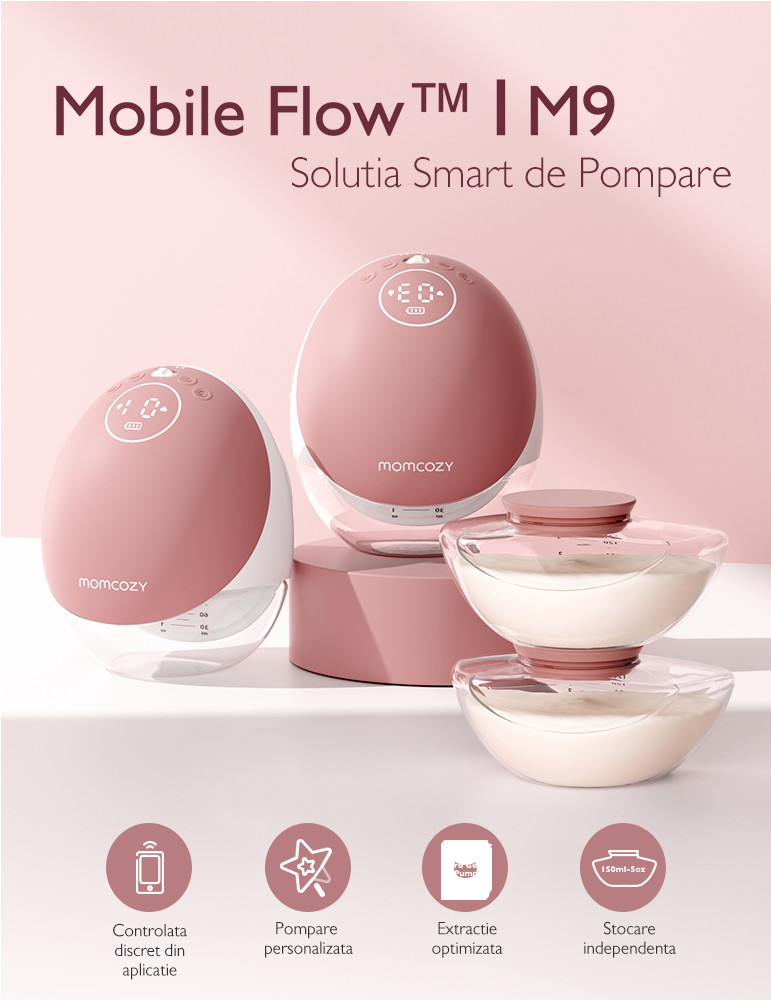 Pompa de San Hands-free Momcozy M9 Rosie cu Control din Aplicatie