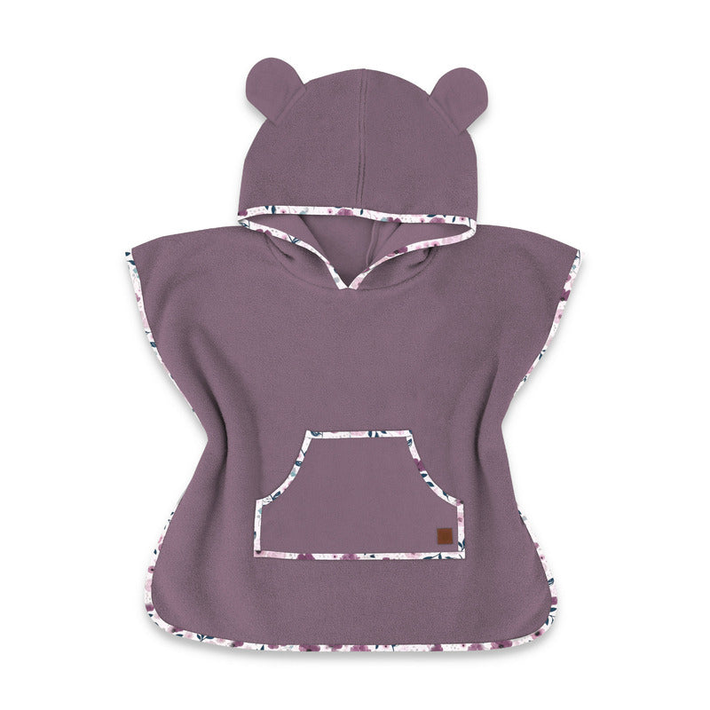 Poncho baie, Qmini, Cu gluga, buzunar si urechi, Materiale certificate Oeko Tex Standard 100, 1 - 4 ani, Heather