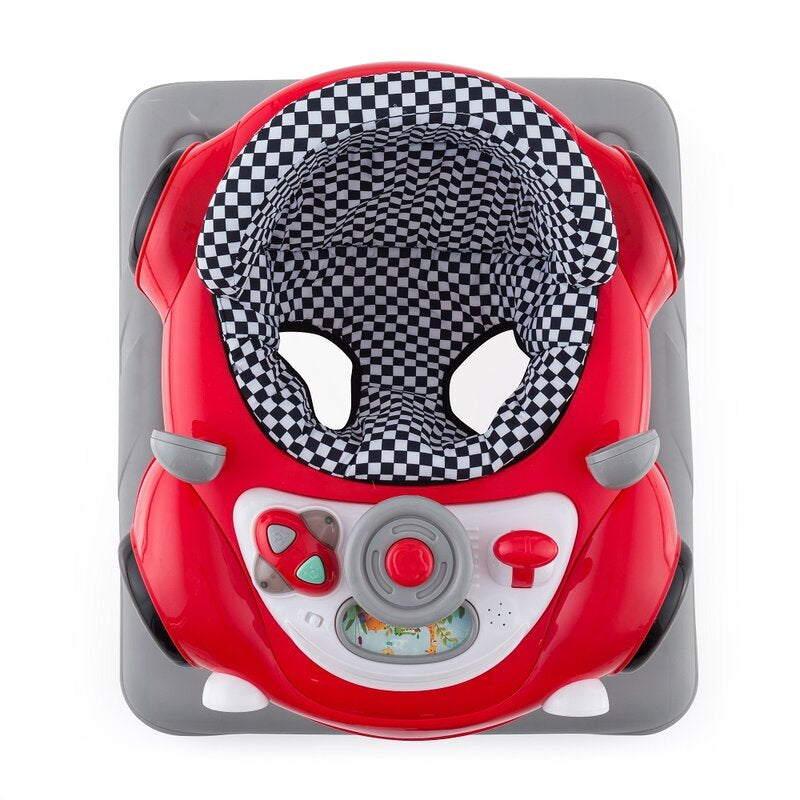 Premergator, Feedo, Pliabil, Cu panou de joaca inclus, Cu inaltime reglabila in 3 pozitii, Cu sistem de franare, Dezvolta abilitatile motorii si senzoriale, Greutate maxima suportata 12 kg, 6 luni+, Red