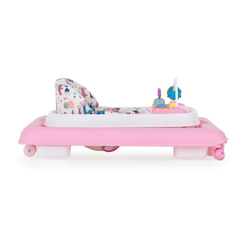 Premergator, Feedo, Pliabil, Cu panou de joaca inclus, Cu inaltime reglabila in 3 pozitii, Cu sistem de franare, Dezvolta abilitatile motorii si senzoriale, Greutate maxima suportata 12 kg, 6 luni+, Pink