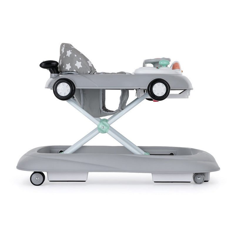 Premergator muzical, Petite&Mars, Cu panou interactiv si lumini Cabrio, Inaltime reglabila pe 3 pozitii, 6 luni+, Gri