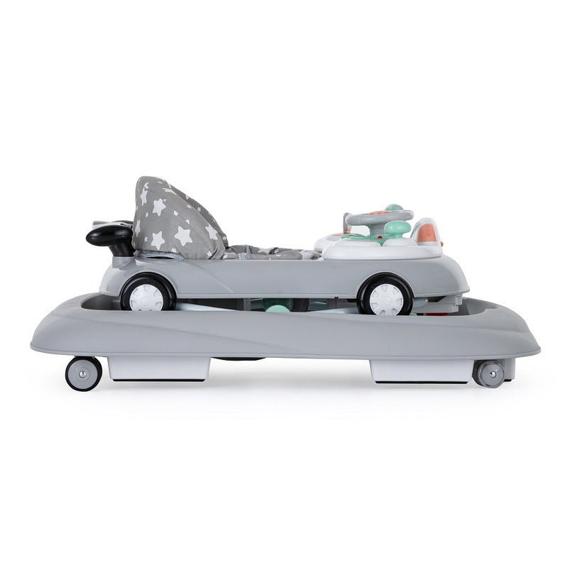 Premergator muzical, Petite&Mars, Cu panou interactiv si lumini Cabrio, Inaltime reglabila pe 3 pozitii, 6 luni+, Gri