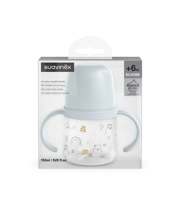 Prima cana cu mustiuc din silicon Suavinex Bears 150 ml