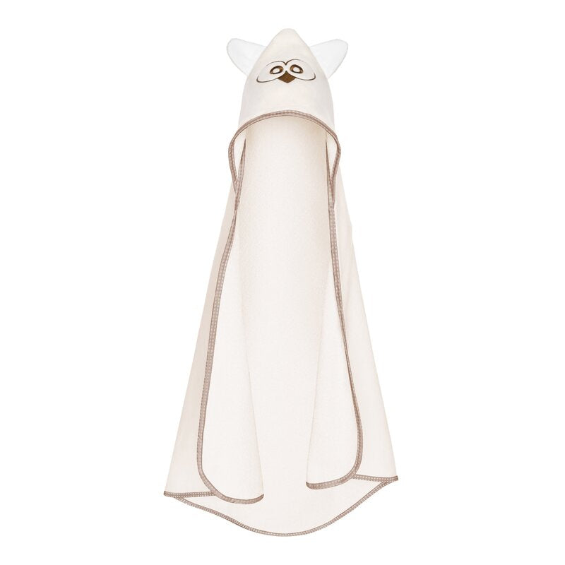Prosop cu gluga, Qmini, Cu urechi, Din bumbac, Dimensiune mare 80x80 cm, Ecru Qwl