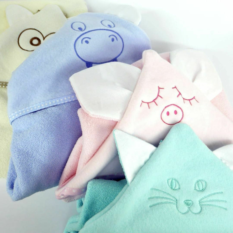 Prosop cu glugă și urechi Qmini Owl 80x80 cm, Ecru – imagine 4