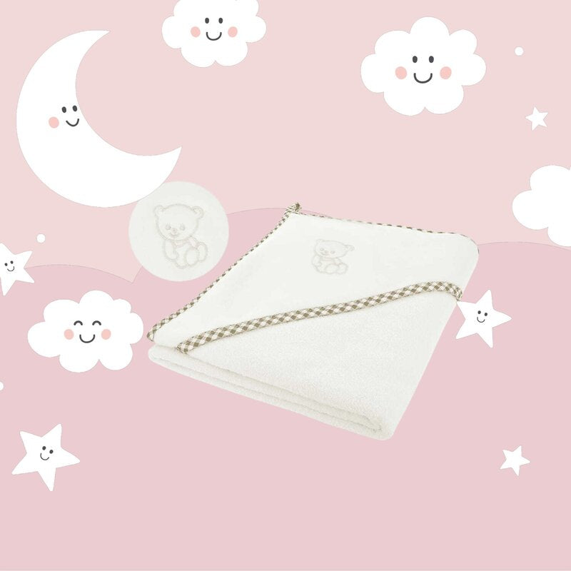 Prosop cu gluga, Qmini, Din bumbac, 80x80 cm, Ecru