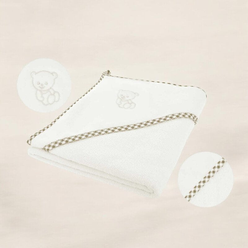 Prosop cu gluga, Qmini, Din bumbac, 80x80 cm, Ecru