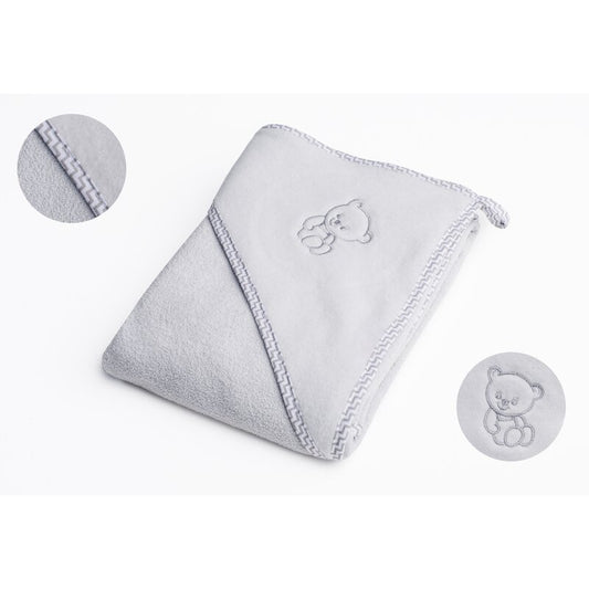 Prosop cu gluga, Qmini, Din bumbac, 80x80 cm, Grey