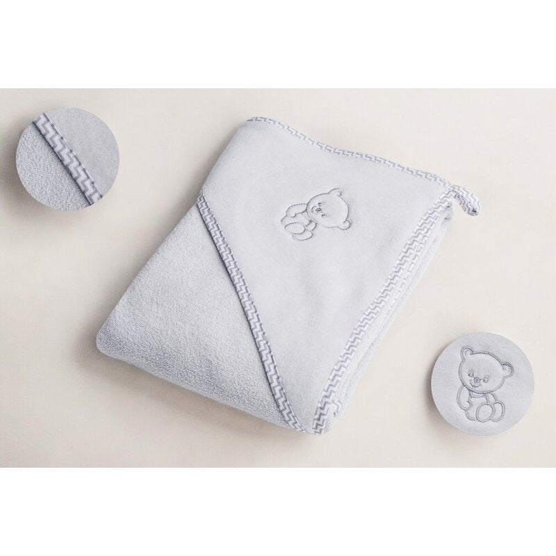 Prosop cu gluga, Qmini, Din bumbac, 80x80 cm, Grey