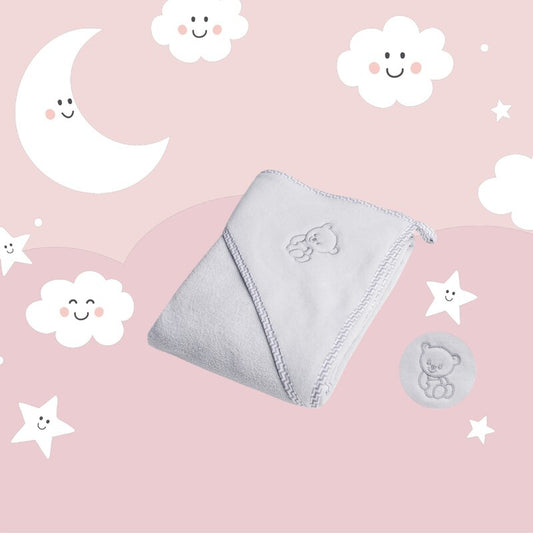 Prosop cu gluga, Qmini, Din bumbac, 80x80 cm, Grey