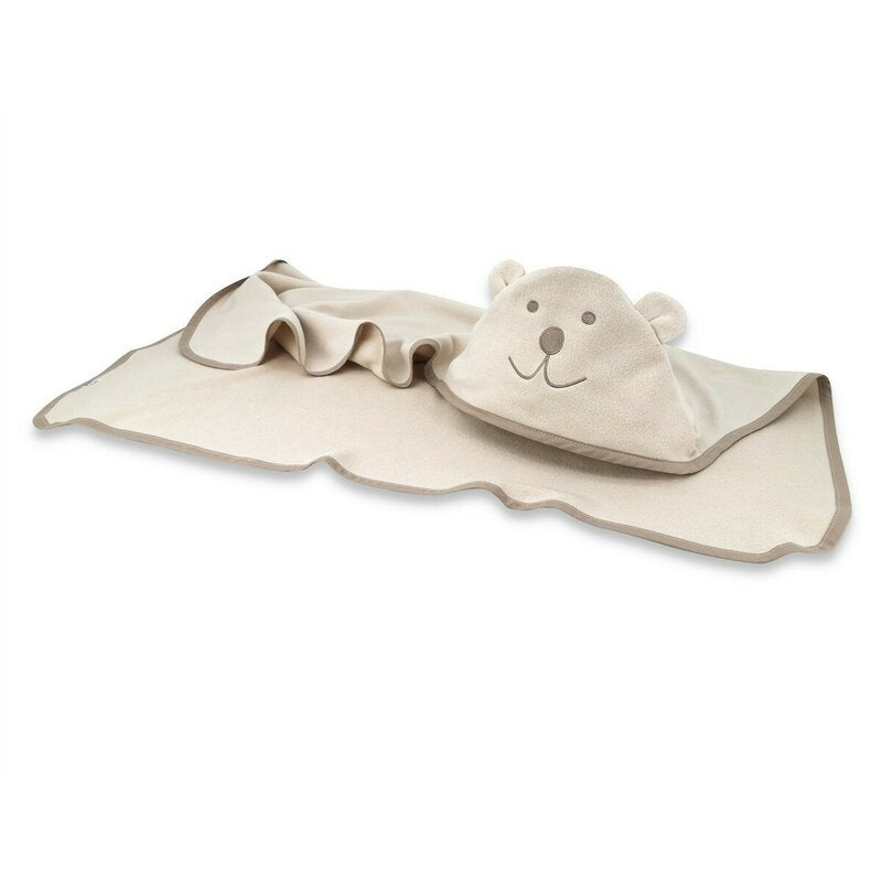 Prosop cu glugă Qmini Teddy Bear 100x100 cm, Bej – prezentare produs