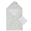 Prosop cu gluga si manusa de baie Childhome 80x80 cm Jerse Muselina Verde