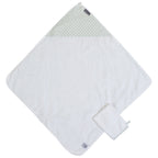 Prosop cu gluga si manusa de baie Childhome 80x80 cm Jerse Muselina Verde